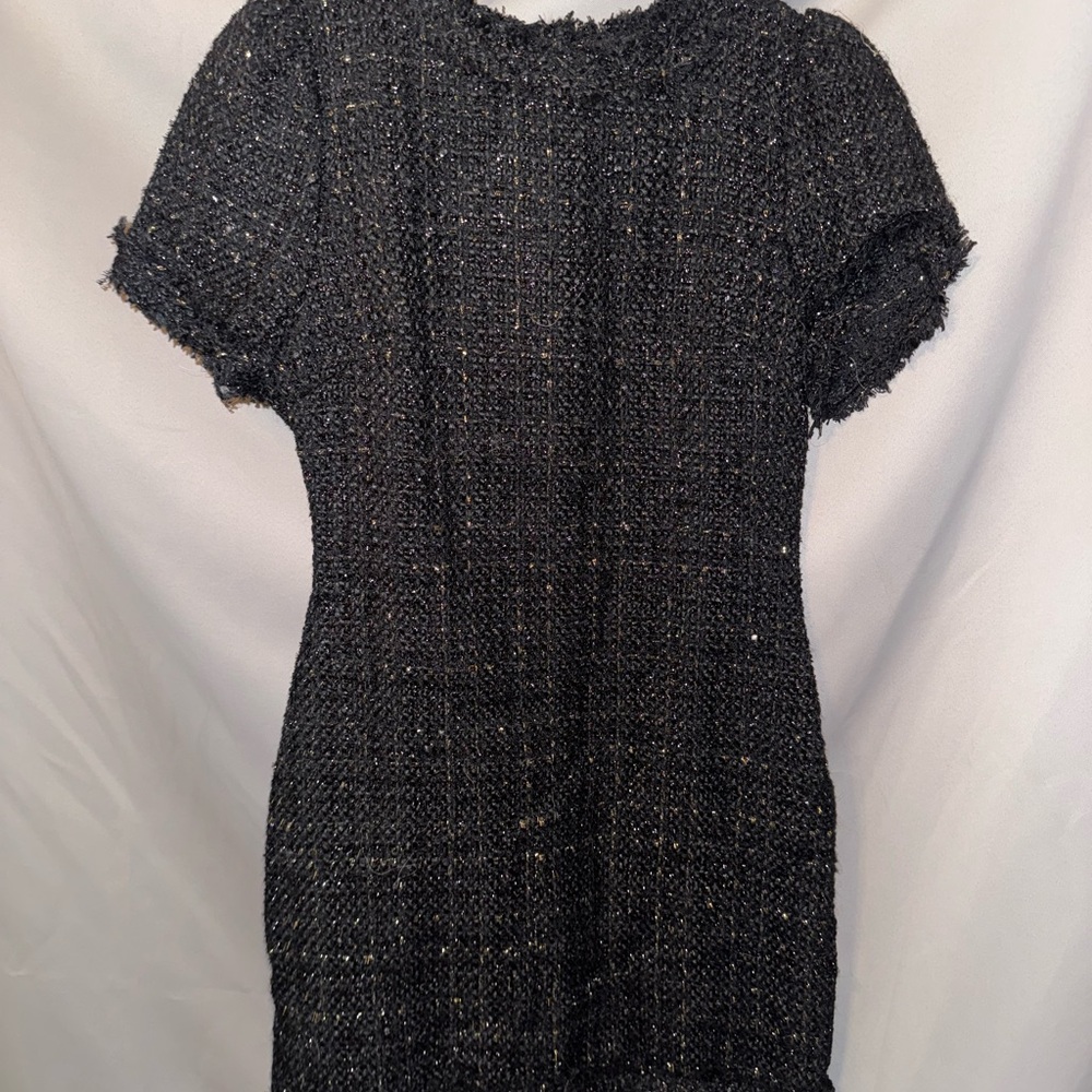 She + Sky Black Tweed Blouse